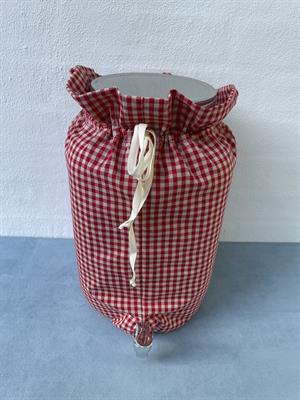 Vineddikkrukke af glas med tappkran, grønternet stof, 8 liter